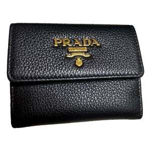 Prada Vitello Grain Nero Black Bifold ID Holder Snap